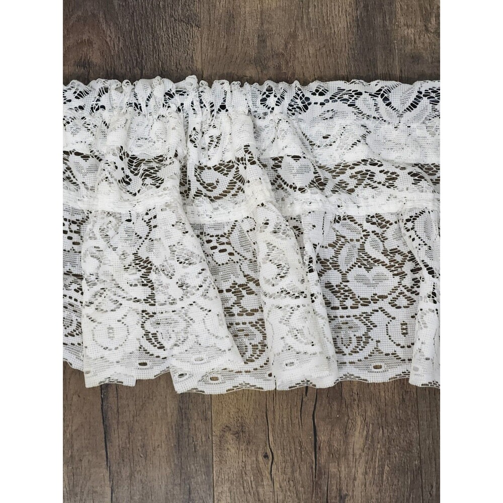 Vintage LACE  VALANCE 15x54 White Cottagecore Country Decor